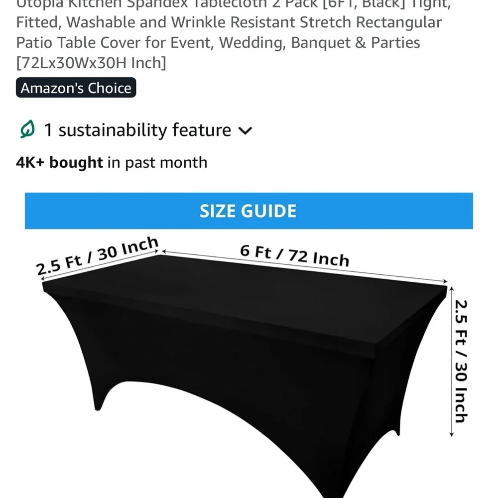Black Table Cover 6 feet